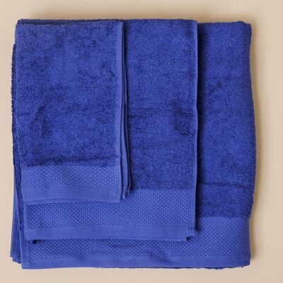Drei-Pack Handtuch-Set, 50 % Bambus und 50 % ägyptische Baumwollmischung, Größen: 30 x 50 cm, 50 x 90 cm, 70 x 140 cm, Farbe: blau