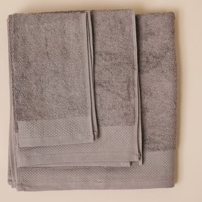 Lot de serviettes Tre-pack, mélange 50 % bambou et 50 % coton égyptien, dimensions : 30 x 50 cm, 50 x 90 cm, 70 x 140 cm, couleur : gris