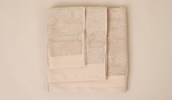 Lot de serviettes Tre-pack, mélange 50 % bambou et 50 % coton égyptien, dimensions : 30 x 50 cm, 50 x 90 cm, 70 x 140 cm, couleur : beige 1