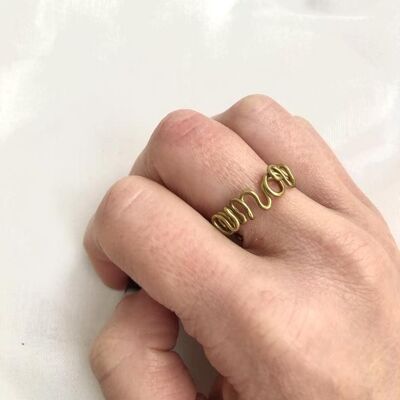Brass wire ring "love"