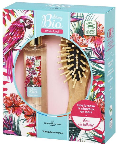 Coffret Cadeau - STORY BIO Rêve Floral - Eau de Toilette 50ml + Brosse à Cheveux en Bois