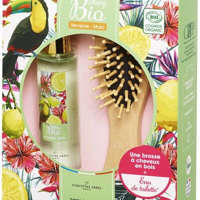 Coffret Cadeau - STORY BIO Verveine Musc - Eau de Toilette 50ml + Brosse à Cheveux en Bois