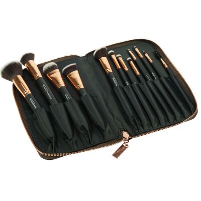 Brush set 12 pcs. with synthetic hair, black/copper