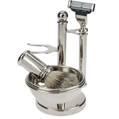 Shaving set in chrome with bowl