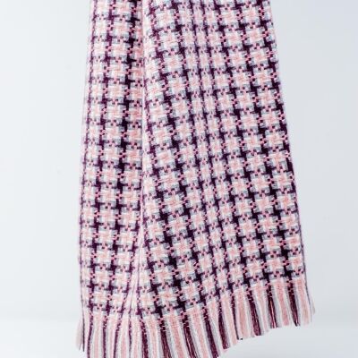 Super soft pink scarf with geometric print