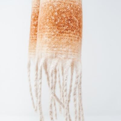 Supersoft long woven scarf with fringe in beige