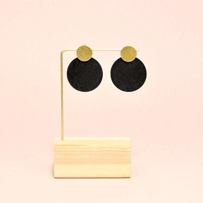 Dune High Round Black Earrings