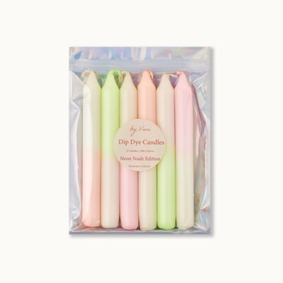 Dip dye candles in a set: Neon Nude Edition