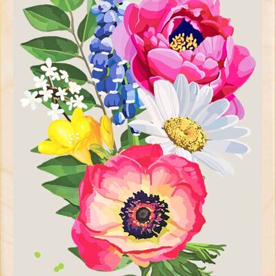 Wooden Postcard FLOWERS Card