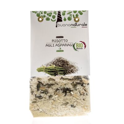 Risotto con espárragos, BIO 250 g — Comida italiana vegana y sin gluten para 3 a base de arroz Carnaroli y verduras deshidratadas