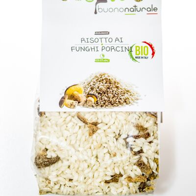 Risotto with porcini mushrooms, ORGANIC 250g — Gluten-free Italian vegan-OK meal for 3 based on Carnaroli rice and dehydrated vegetables