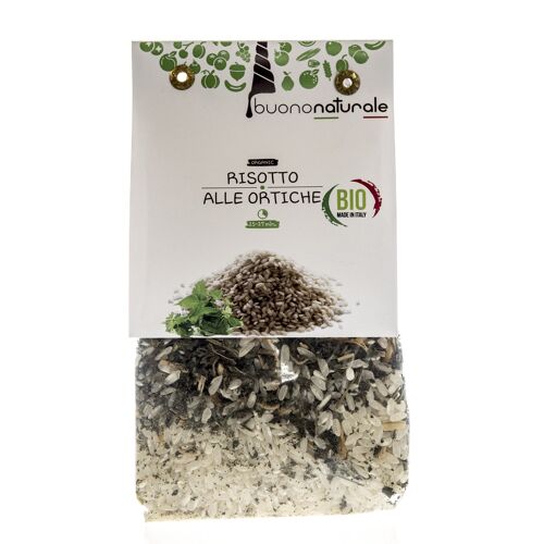 Risotto with nettles, ORGANIC 250g — Gluten-free Italian vegan-OK meal for 3 based on Carnaroli rice and dehydrated vegetables