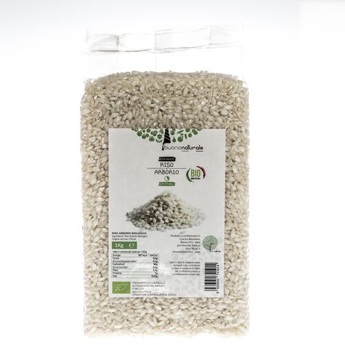 Riso Arborio BIOLOGICO 1kg — Classico riso italiano pronto in 15-17 e ideale per la preparazione di risotti/sushi