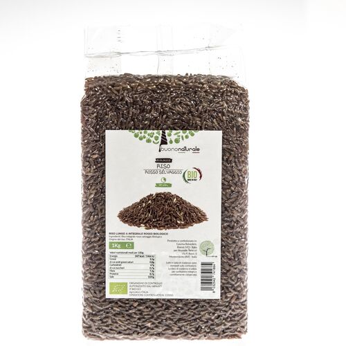 Red rice ORGANIC 1kg — Italian whole grain rice ready in 30-35 minutes and ideal for salads or main courses