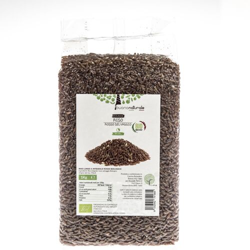 Red rice, ORGANIC 1kg — Italian wholegrain rice ready in 30-35 minutes & ideal for salads or second courses