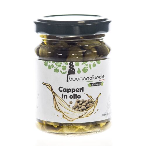 Capers in extra-virgin olive oil, ORGANIC 120g — Italian vegan flavors naturally preserved in reusable/recyclable glass jars