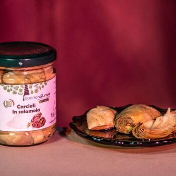 Artichauts en saumure, BIO 200g — Saveurs végétaliennes italiennes naturellement conservées dans des bocaux en verre réutilisables/recyclables 2