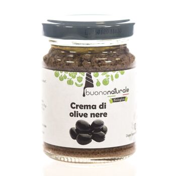 Pâté d'olives noires, BIO 120g — Saveurs végétaliennes italiennes naturellement conservées dans des bocaux en verre réutilisables/recyclables 1