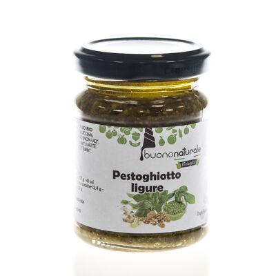 Pesto ligure BIO 120g — Pesto di basilico classico (con derivados del latte) per tutti i piatti realizzati con ingredientes provenienti da agricoltura biologica italiana