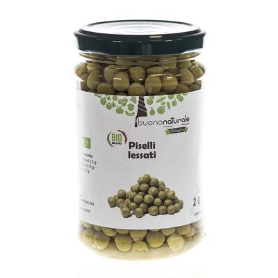 Petits pois bouillis, BIO 300g — Saveurs végétaliennes italiennes déjà cuites et naturellement conservées dans des bocaux en verre réutilisables/recyclables