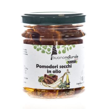 Pomodori secchi in olio extravergine di oliva BIOLOGICO 170g — Sapori vegani Italiani conservé naturellement dans des vases de verre riutilizzabili/riciclabili 1
