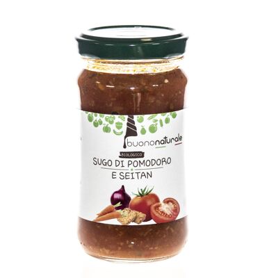 Sauce tomate au seitan, BIO 190g — Ragoût italien vegan à base de seitan pour tous les plats à base d'ingrédients issus de l'agriculture biologique