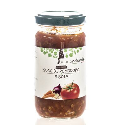 Sugo di pomodoro con soia BIO 190g — Adatto ai vegani e senza glutine, ragù a cottura lenta per tutti i piatti (anche da intingere) preparato con ingredienti provenienti da agricoltura biologica italiana