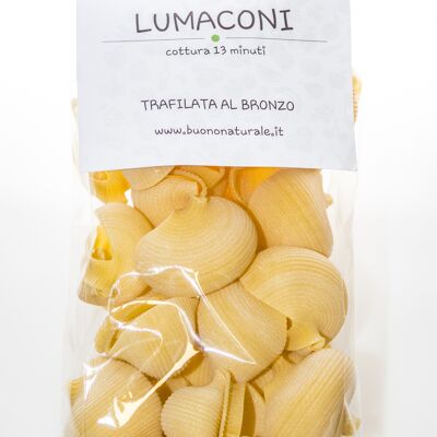 Lumaconi (pasta di lumache), 500 g - Trafilato semiartigianalmente al bronzo con ingredientes di provenienza locale ed essiccati per avg. 30 ore - siempre "al dente"