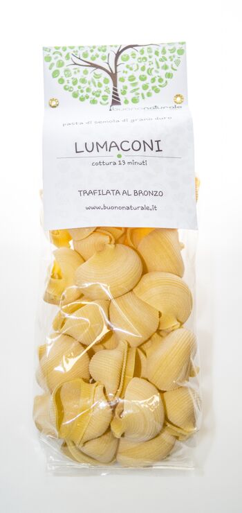 Lumaconi (pâtes à la lumache), 500 g — Trafilé semi-artigianalment al bronzo avec des ingrédients de provenance locale et séchés pour une moyenne. 30 minerais — sempre "al dente" 1