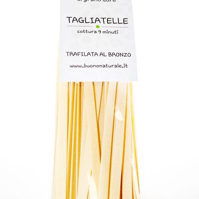 Tagliatelle, 500 g: trefilado con alambre de bronce semiartesanal con ingredientes de origen local y desecado para obtener un promedio. 30 horas — siempre "al dente"