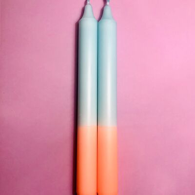 1 large dip dye stick candle bright orange*mint