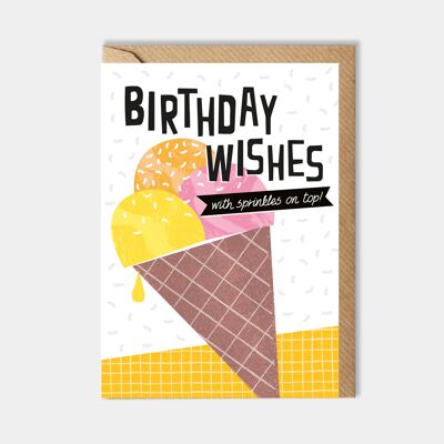 Birthday card - ice cream with sprinkles on top
