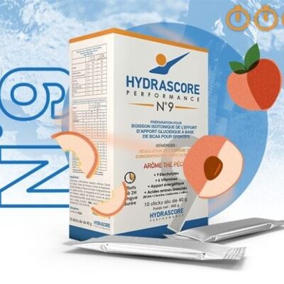 Hydrascore Performance N° 9 Isotonic Drink Effort Aroma Tè alla pesca 10 bastoncini