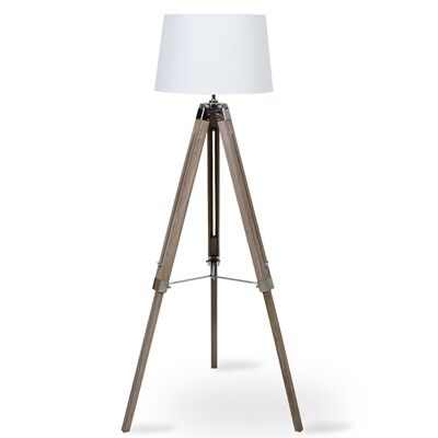 Adjustable floor lamp PWL-0008 pakoworld E27 antique wood - white shade D34-41x65x145cm