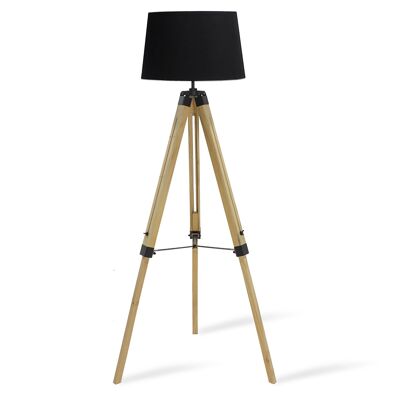 Adjustable floor lamp PWL-0008 pakoworld E27 natural wood - black hat D34-41x65x145cm