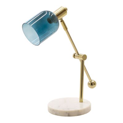 Metal task lamp PWL-0932 pakoworld Ε14 in blue-golden color 17x42χ39cm