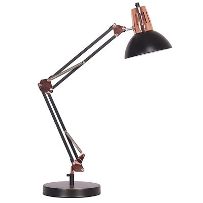 Metal task lamp PWL-0934 pakoworld Ε27 in black-bronze color 20x40χ60cm