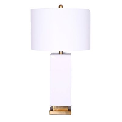 Τable ceramic lamp PWL-0937 pakoworld Ε27 white shade 36x36x69cm