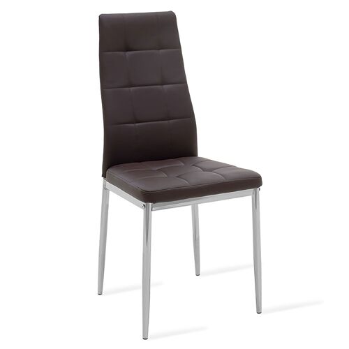 Chair Cube pakoworld PU dark brown-chrome leg
