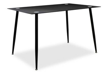 Table rectangulaire Vincenzo pakoworld avec plateau en verre de couleur noire 120x80x75cm 1