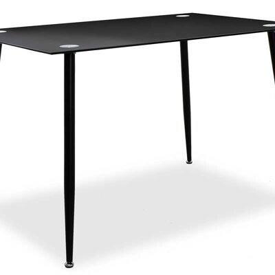Rectangle table Vincenzo pakoworld with glass top in black color 120x80x75cm