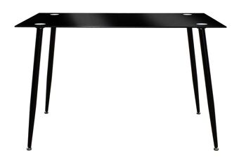 Table rectangulaire Vincenzo pakoworld avec plateau en verre de couleur noire 120x80x75cm 2
