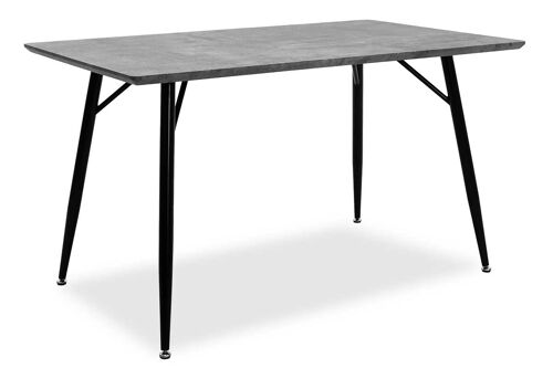 Dining Table Conor pakoworld with surface MDF color γκρι cement Legs in black metal 130x80x75,5cm