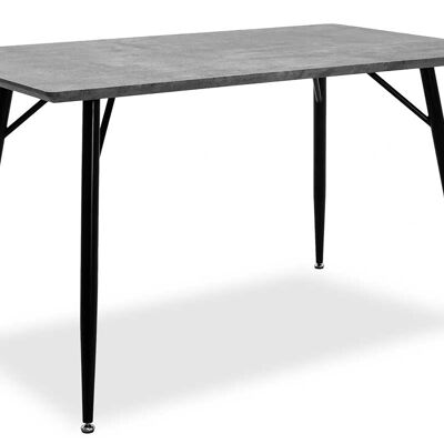 Dining Table Conor pakoworld with surface MDF color γκρι cement Legs in black metal 130x80x75,5cm
