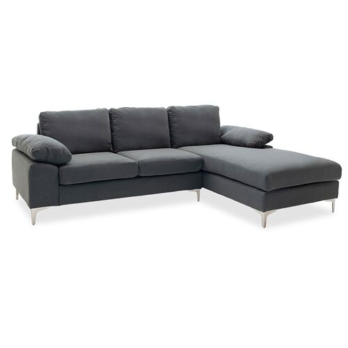 Corner sofa Cohen pakoworld with left corner and dark grey fabric 240x159x83cm