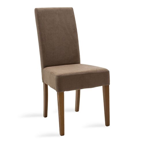 Wooden chair Ditta pakoworld with light brown fabric - wooden legs walnut