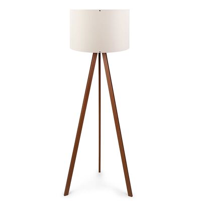 Floor lamp PWL-0002 pakoworld Ε27 with walnut legs and ecru pvc shade 38x14