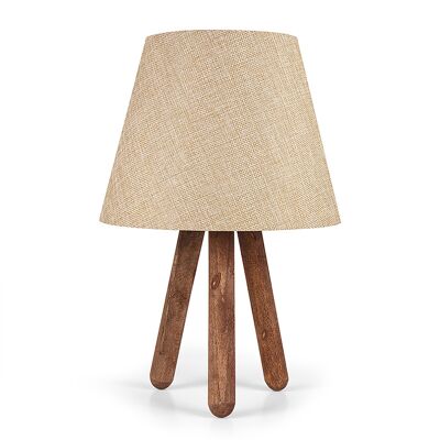 Table wooden Lamp PWL-0022 pakoworld Ε27 with brown pvc shade D22x33cm