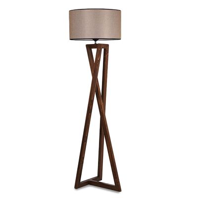 Floor lamp PWL-0126 pakoworld E27 wood walnut - beige shape D45x43x150cm