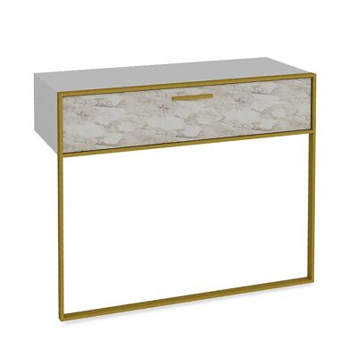 Console PWF-0298 pakoworld in white marble color with golden metal legs 90x38,5x77cm